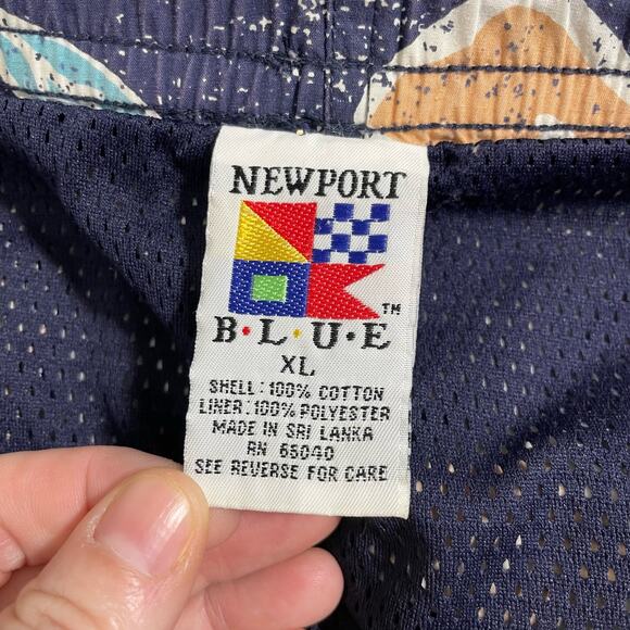 Newport Blue Men's Blue Vintage 90's Swim Trunks - Size XL - 1990's Board Shorts - Picture 5 of 7